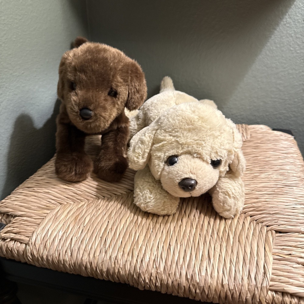 Puppy Dog Plush Bundle Douglas, FAO Schwartz Yellow Lab Chocolate Lab Stuffed